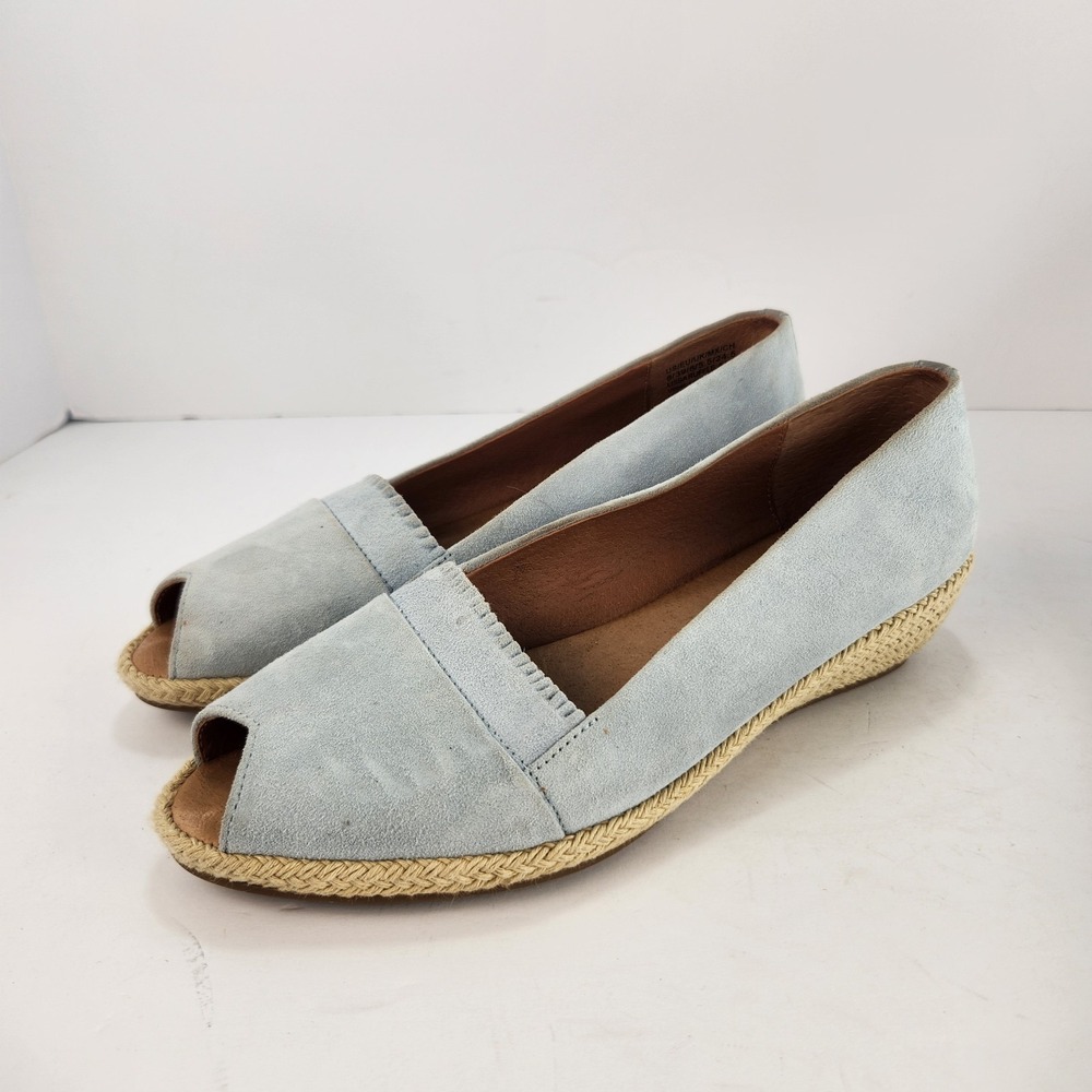 Gentle Souls‎ Lissa Ruffle A-Line Women's Pale Blue Espadrilles Peep Toe Size 8